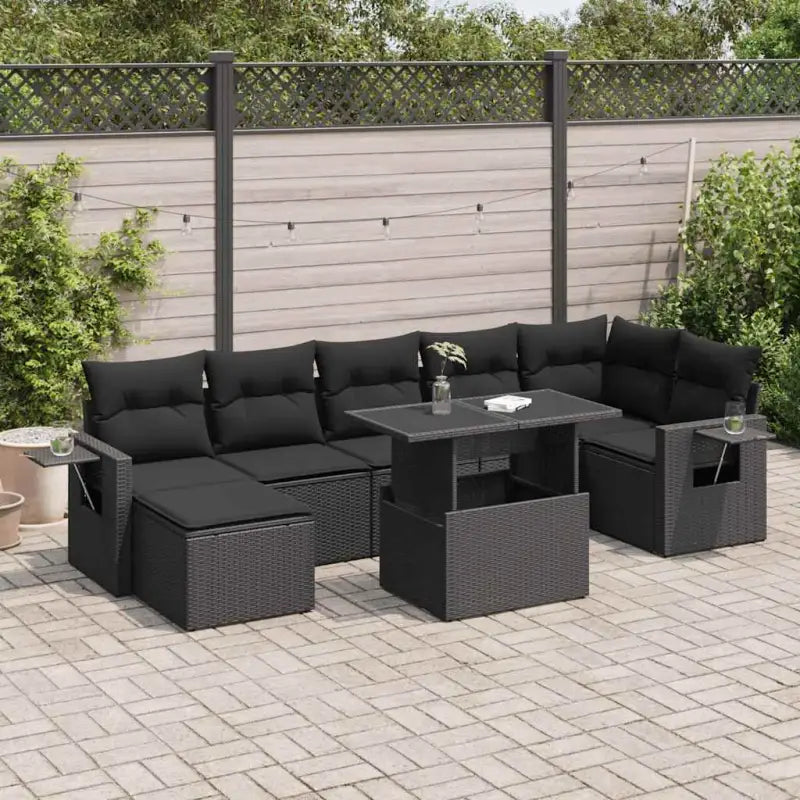 Zwart materiaal loungeset van gepoedercoat staal voor buitenruimte - Zwart / met opbergruimte - Tuinsets