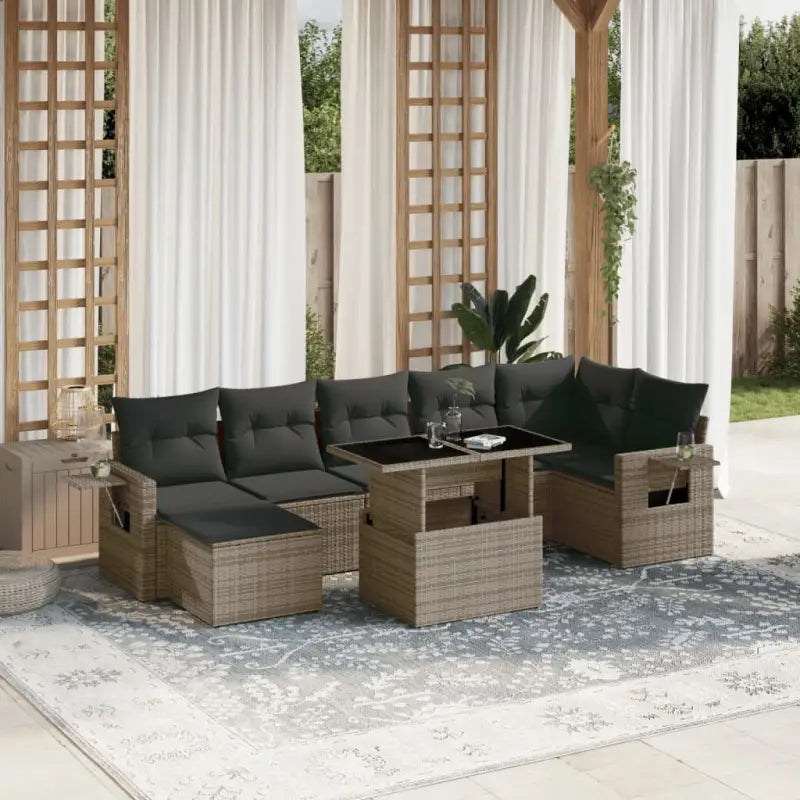 Zwart materiaal loungeset van gepoedercoat staal voor buitenruimte - Grijs / zonder opbergruimte - Tuinsets
