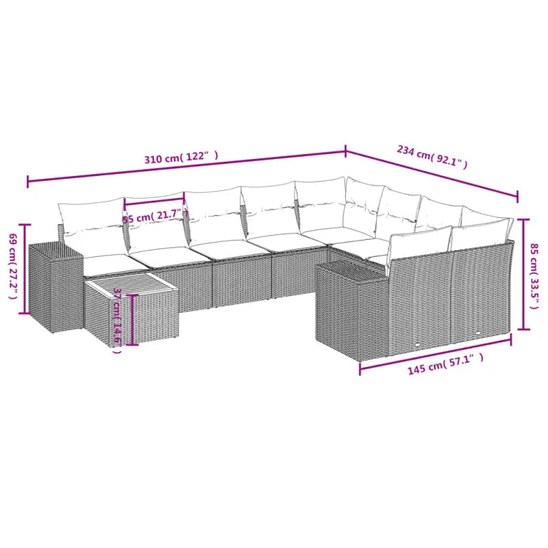 Zwart materiaal loungeset van gepoedercoat staal voor je tuin of terras - Tuinsets