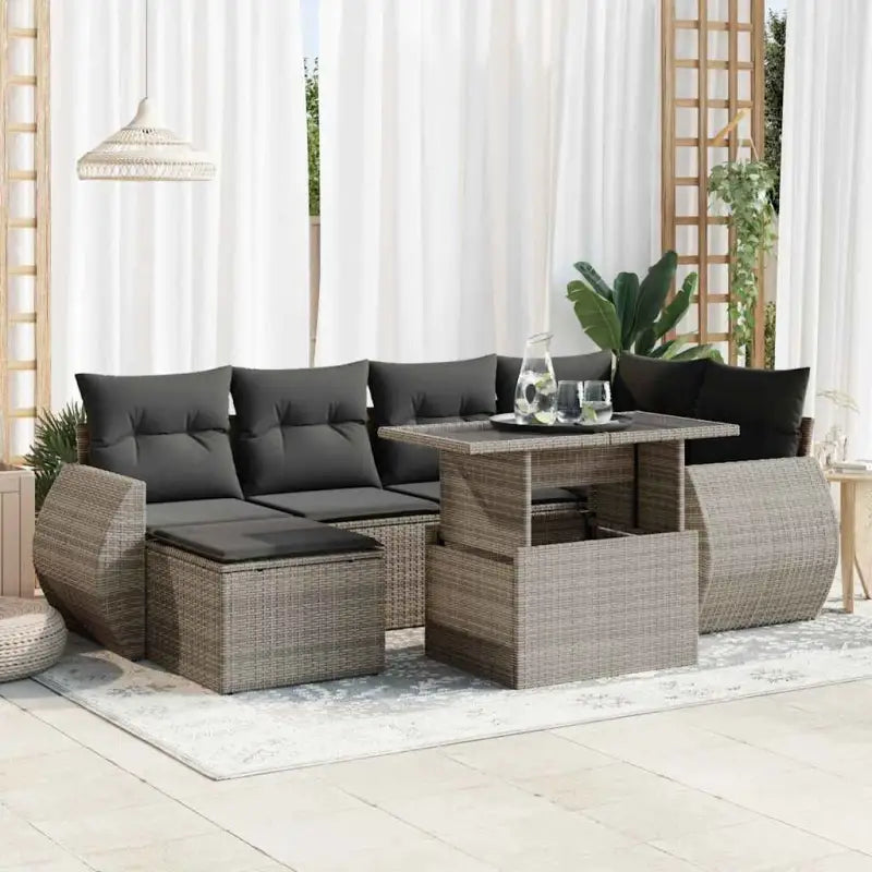 Zwart materiaal loungeset van gepoedercoat staal voor je tuin of terras - Grijs / met opbergruimte - Tuinsets