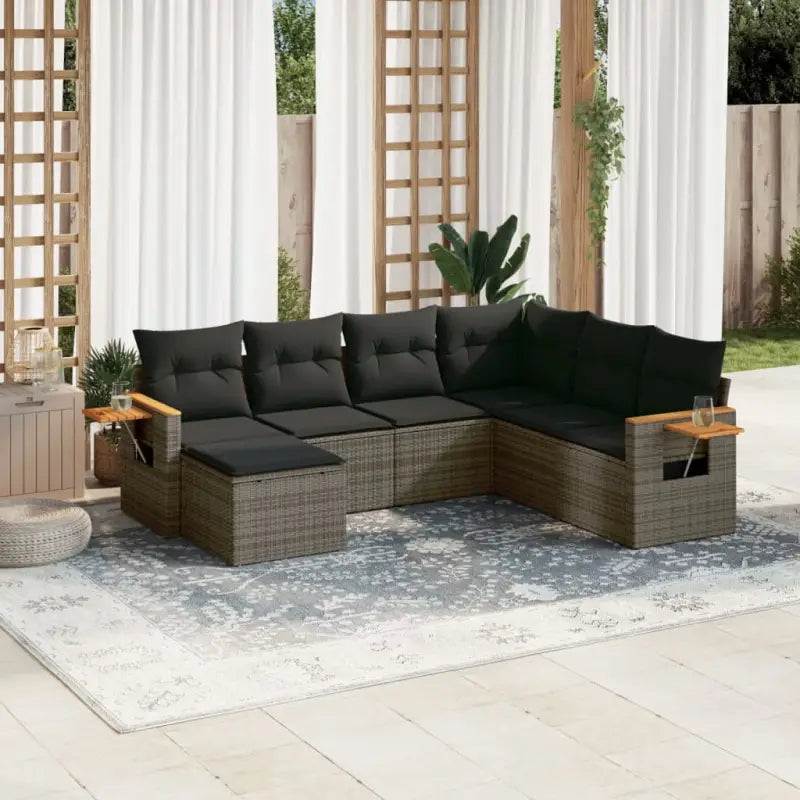 Zwart materiaal loungeset van gepoedercoat staal voor je tuin of terras - Grijs / Zonder tafel - Tuinsets