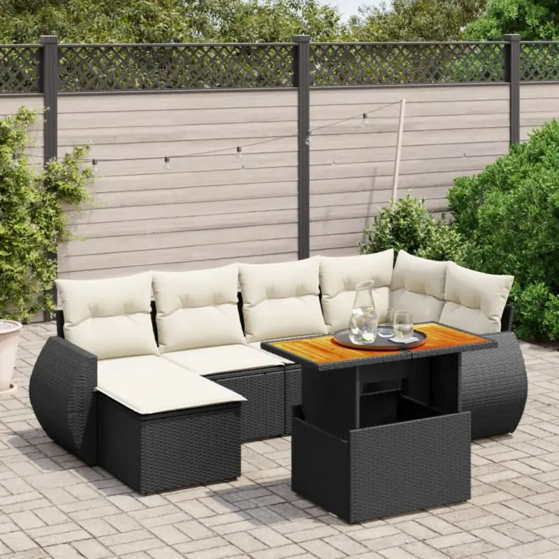Zwart materiaal loungeset van gepoedercoat staal voor je tuin of terras - Zwart en crème / zonder opbergruimte