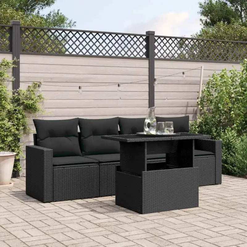 Zwart materiaal loungeset van gepoedercoat staal voor je tuin of terras - Tuinsets