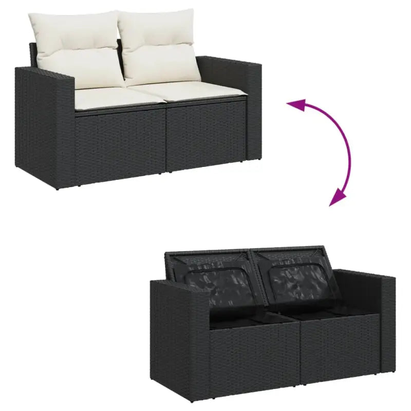 Zwart materiaal loungeset van gepoedercoat staal voor je tuin of terras - Tuinsets
