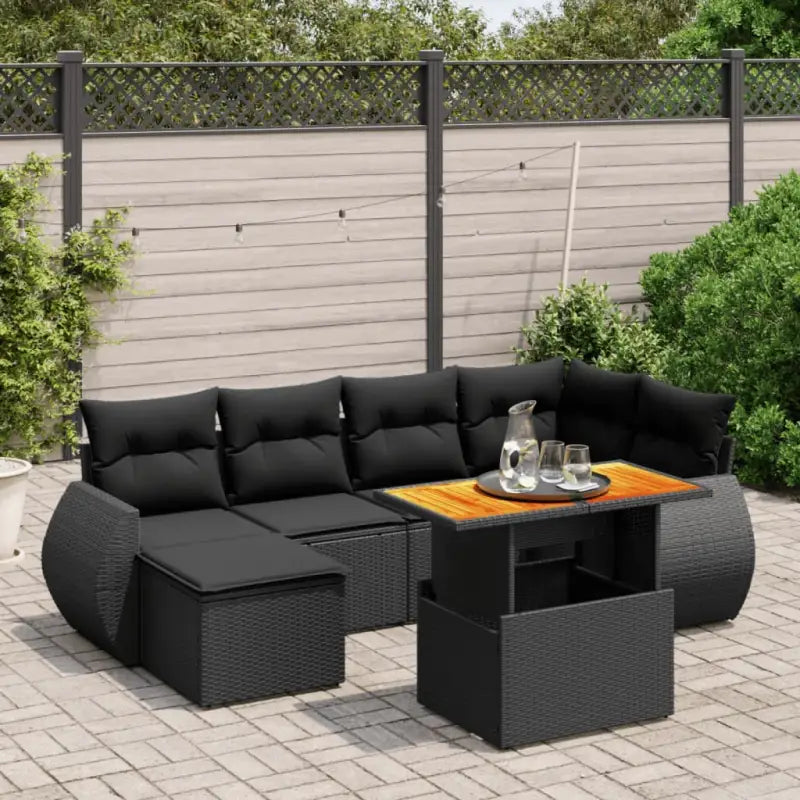 Zwart materiaal loungeset van gepoedercoat staal voor je tuin of terras - Zwart / zonder opbergruimte - Tuinsets