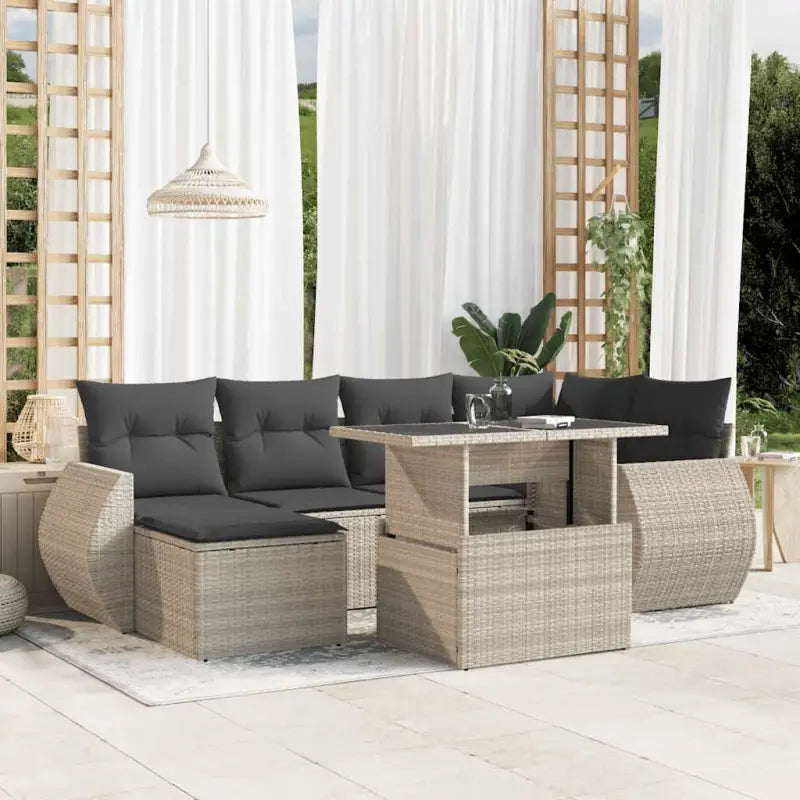 Zwart materiaal loungeset van gepoedercoat staal voor je tuin of terras - Lichtgrijs / zonder opbergruimte - Tuinsets