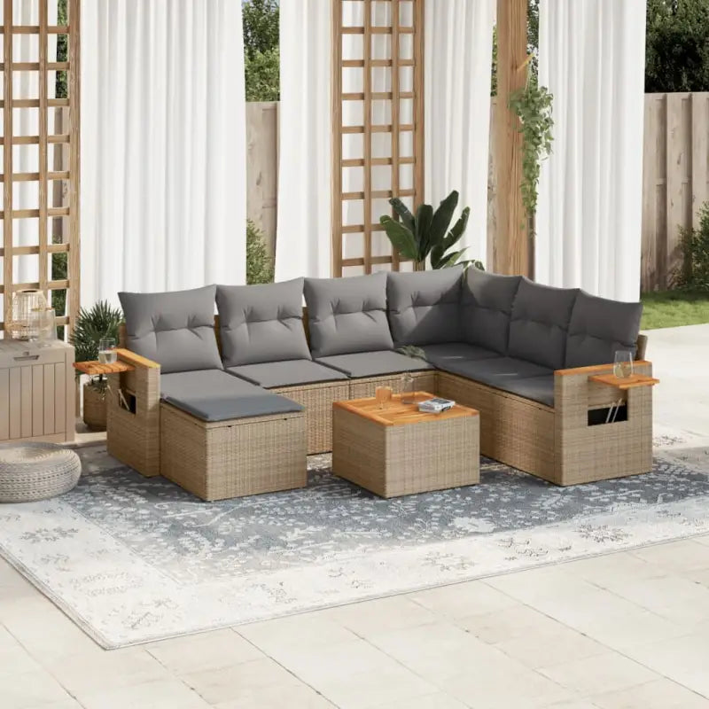 Zwart materiaal loungeset van gepoedercoat staal voor je tuin of terras - Beige en grijs / Met tafel - Tuinsets