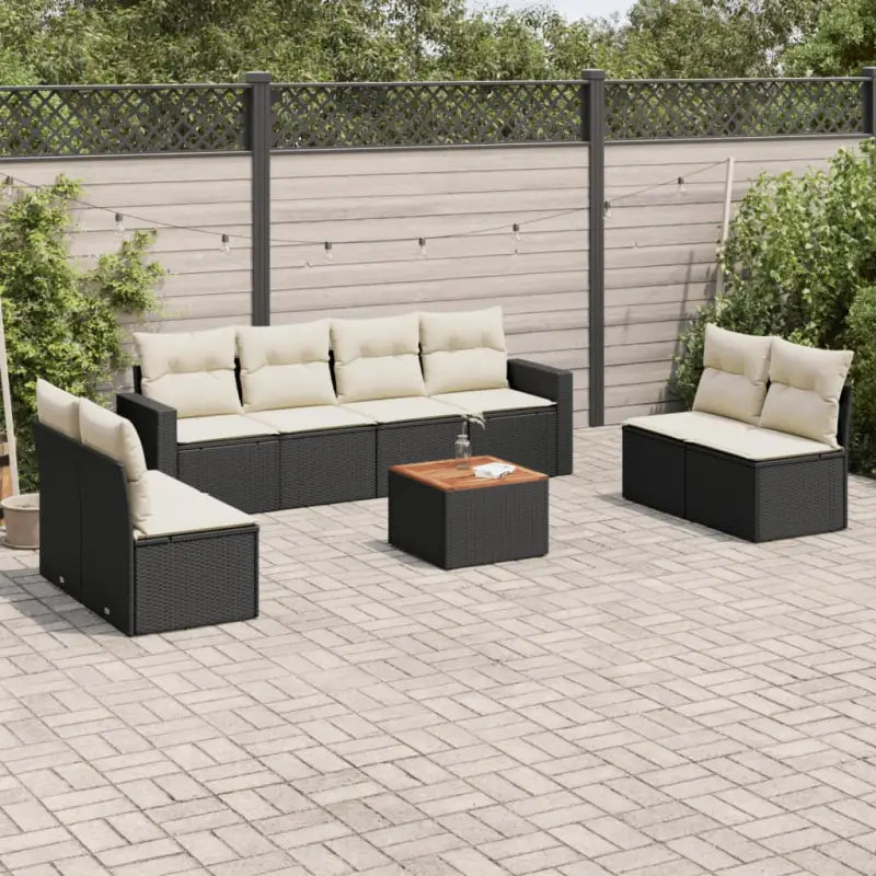 Zwart materiaal loungeset van gepoedercoat staal voor je tuin of terras - Zwart en crème - Tuinsets
