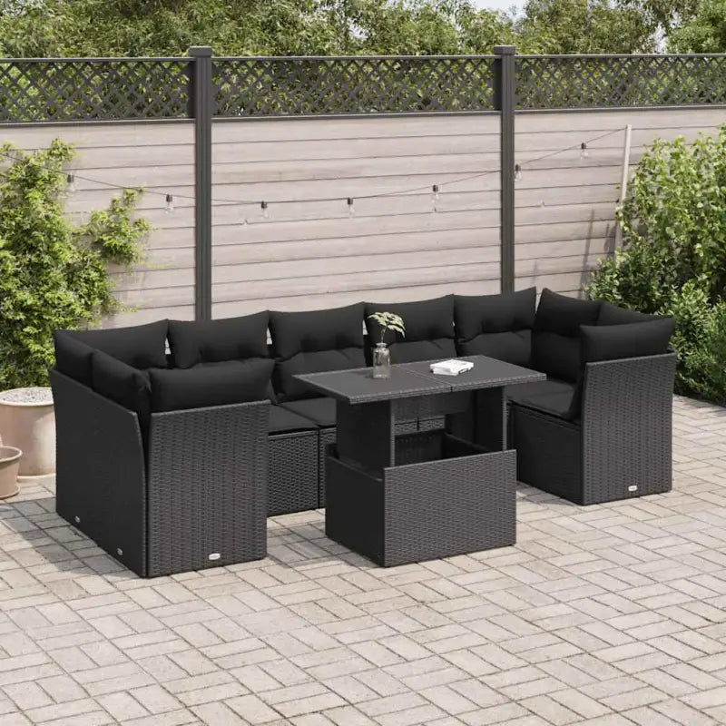 Zwart materiaal loungeset van gepoedercoat staal voor je tuin of terras - Zwart / met opbergruimte - Tuinsets
