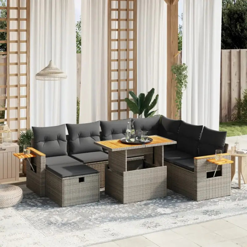 Zwart materiaal loungeset van gepoedercoat staal voor tuin en terras - Grijs - Tuinsets