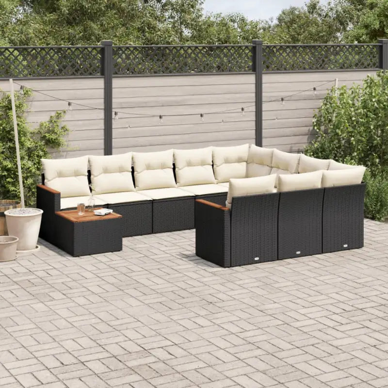 Zwart materiaal Loungeset van gepoedercoat staal voor tuin en terras - Zwart en crème - Tuinsets