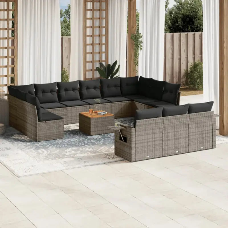 Zwart materiaal loungeset van gepoedercoat staal voor tuin en terras - Grijs - Tuinsets