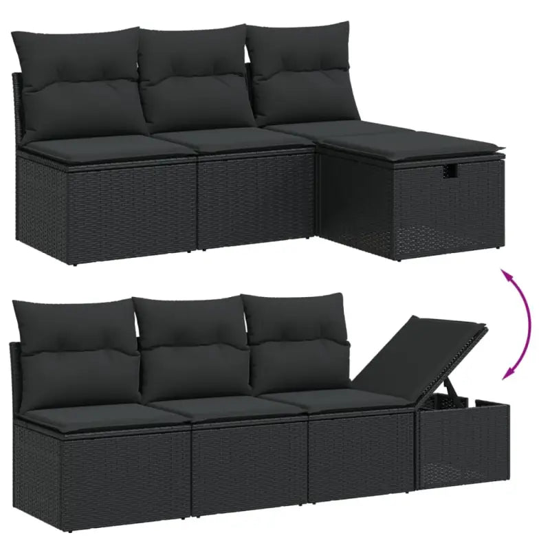 Zwart materiaal loungeset van gepoedercoat staal voor tuin en terras - Tuinsets