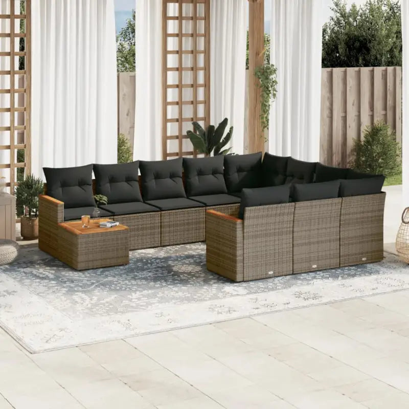 Zwart materiaal Loungeset van gepoedercoat staal voor tuin en terras - Grijs - Tuinsets