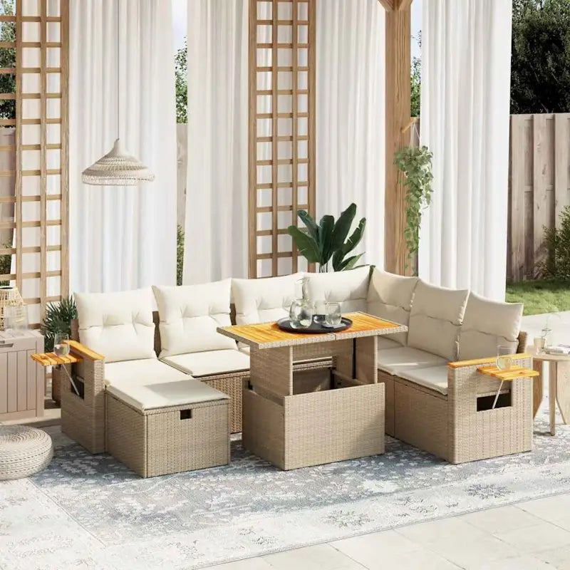 Zwart materiaal loungeset van gepoedercoat staal voor tuin en terras - beige en crèmekleurig - Tuinsets