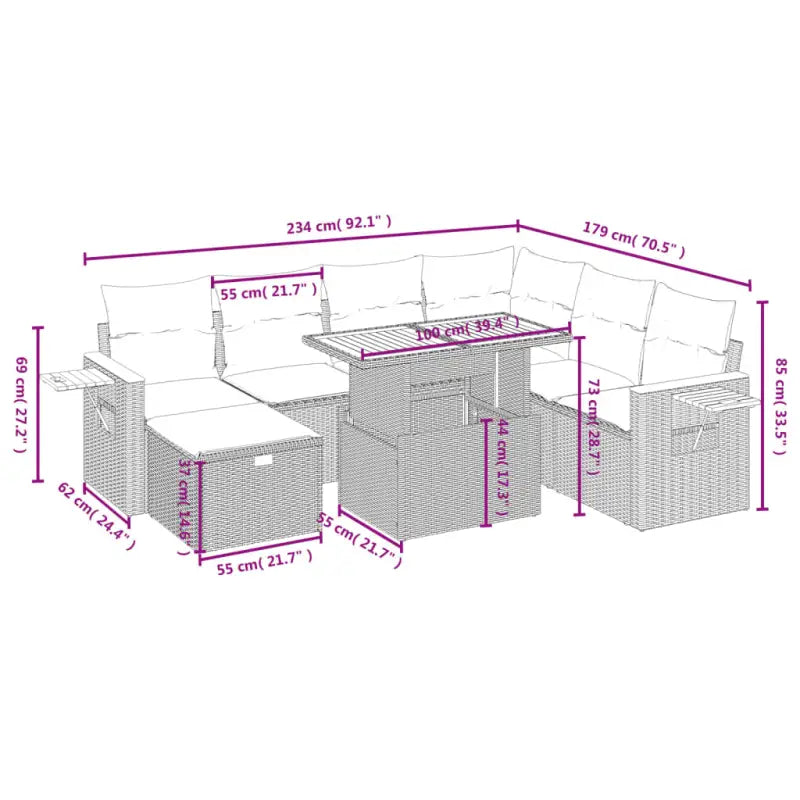 Zwart materiaal loungeset van gepoedercoat staal voor tuin en terras - Tuinsets