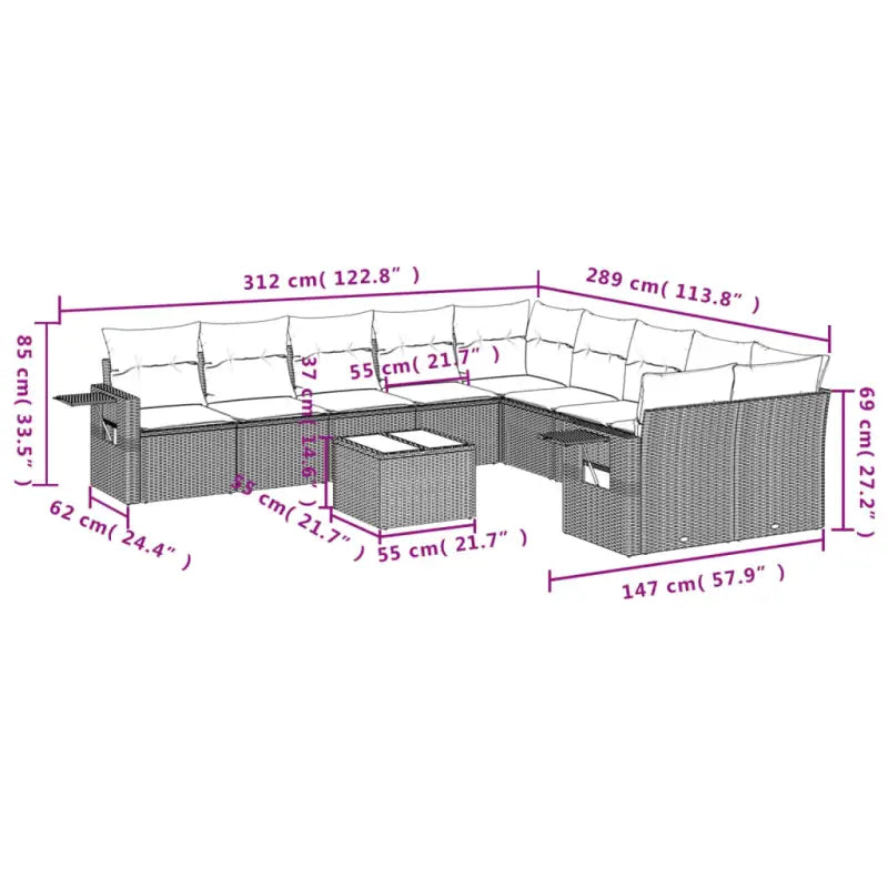 Zwart materiaal loungeset van gepoedercoat staal voor tuin en terras - Tuinsets