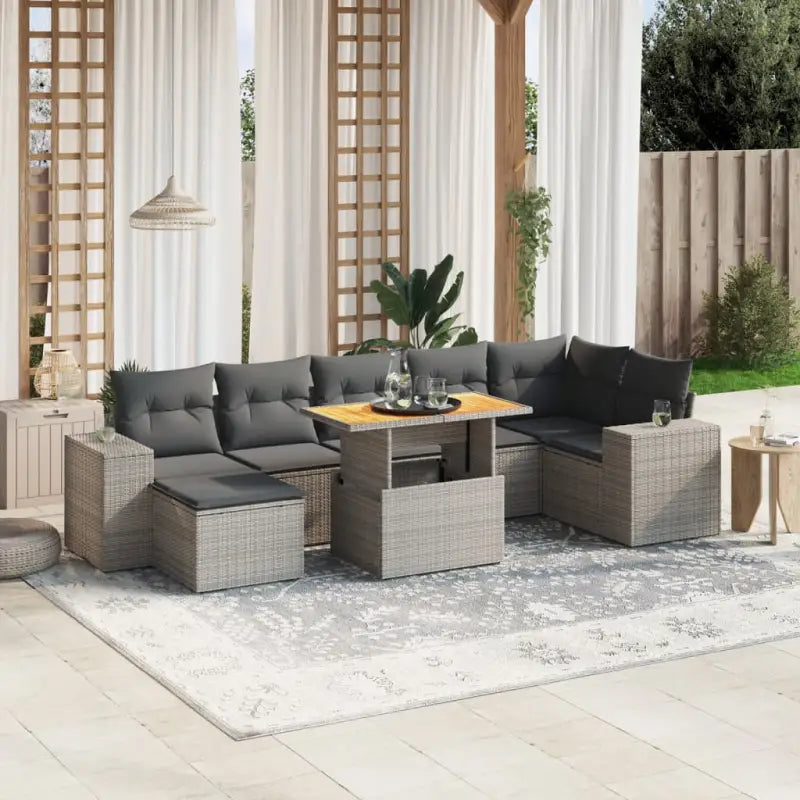 Zwart materiaal loungeset van gepoedercoat staal voor tuin en terras - grijs en donkergrijs / 3x midden + 3x hoek