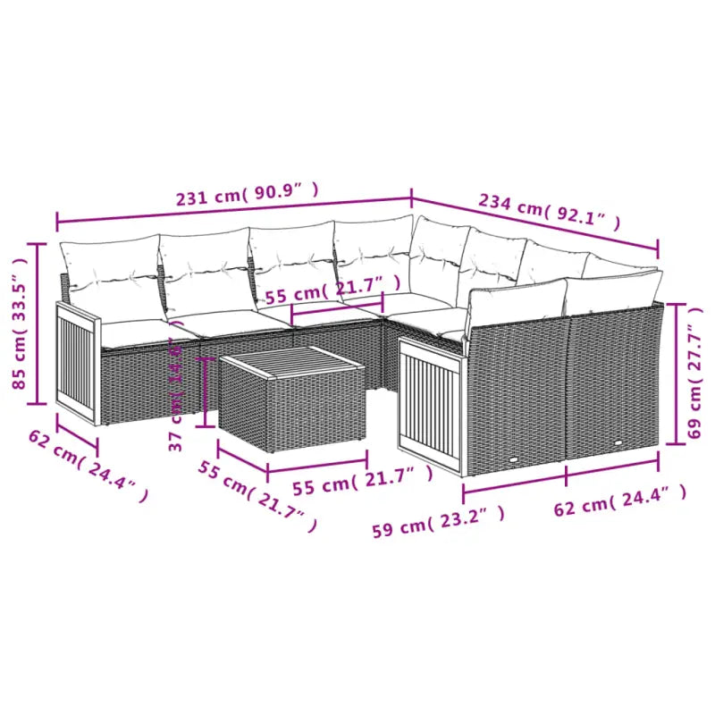 Zwart materiaal loungeset van gepoedercoat staal voor tuin of terras - Tuinsets