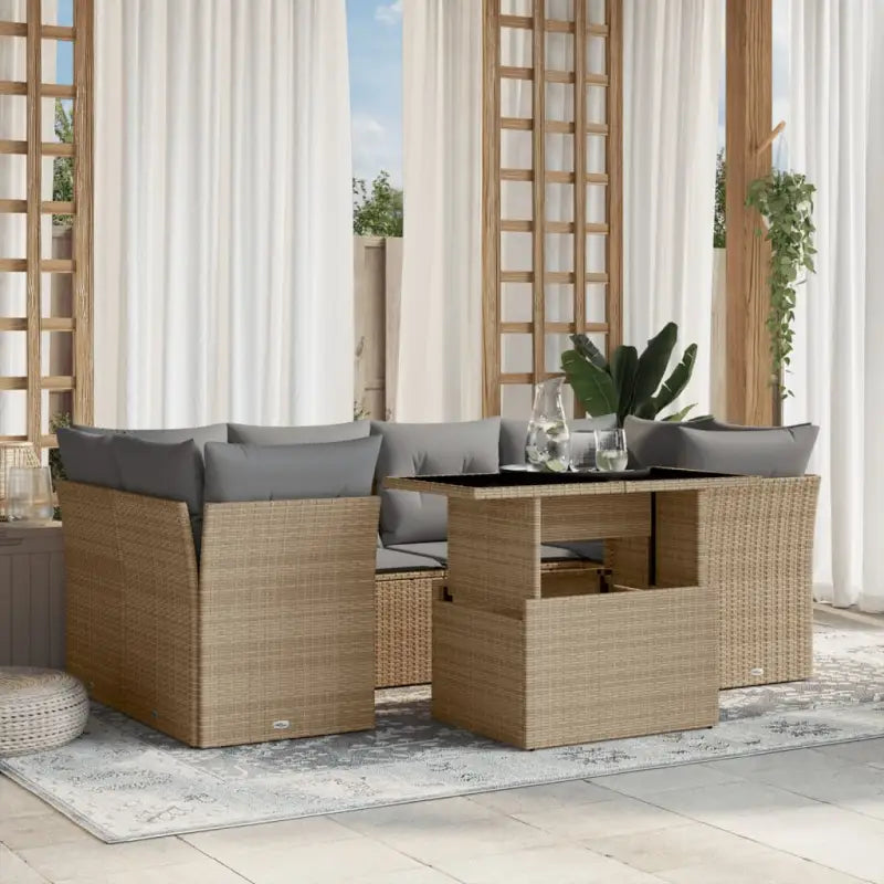 Zwart materiaal loungeset van gepoedercoat staal voor tuin of terras - Beige en grijs - Tuinsets