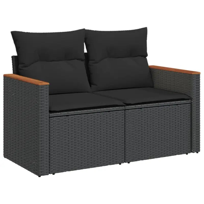 Zwart materiaal loungeset van poly rattan en gepoedercoat staal - Tuinsets