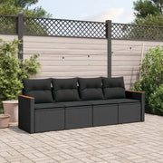 Zwart materiaal loungeset van poly rattan en gepoedercoat staal - Tuinsets