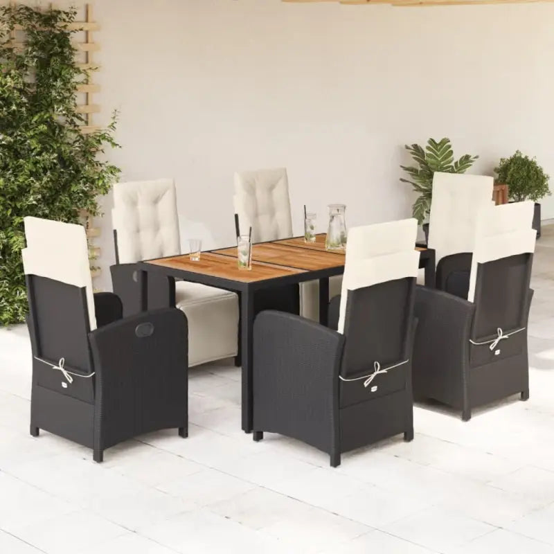 Zwart materiaal poly rattan tuinset voor een comfortabele zitervaring - Zwart en crème / 150 cm tafellengte - Tuinsets