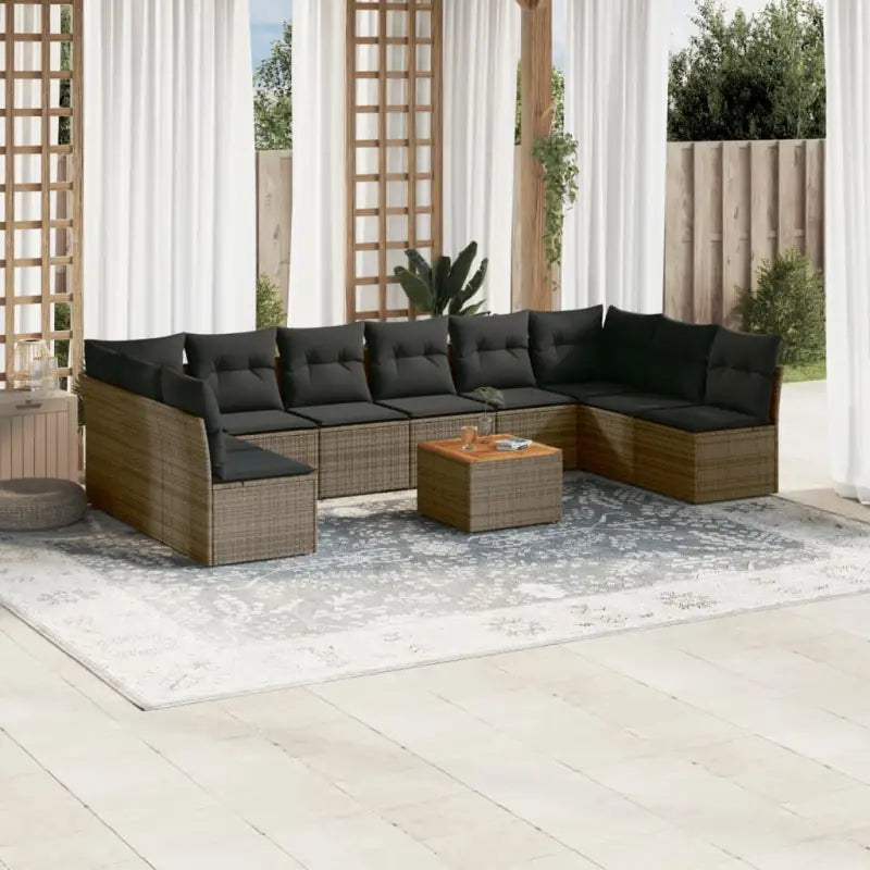 Zwart materiaal tuinset met gepoedercoat staal en compacte afmetingen - Grijs - Tuinsets