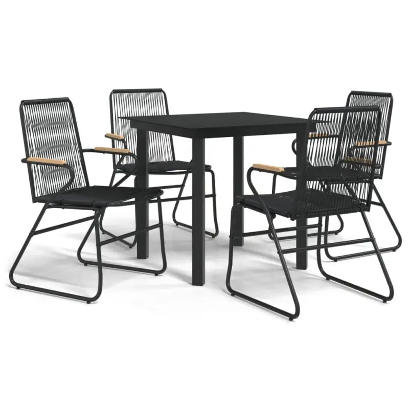 Zwart materiaal Tuinset met gepoedercoat staal en duurzaam PVC-rattan - 5 - Tuinsets