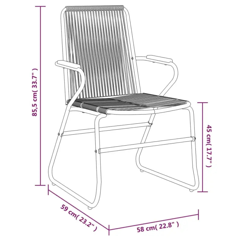 Zwart materiaal Tuinset met gepoedercoat staal en duurzaam PVC-rattan - 5 - Tuinsets