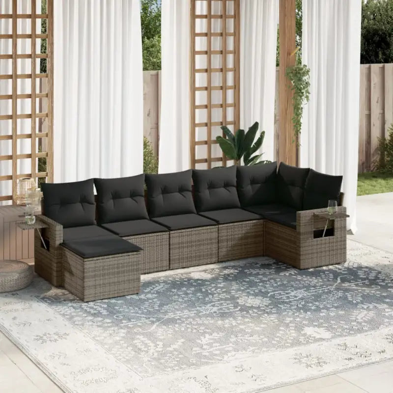 Zwart materiaal tuinset met gepoedercoat staal en perfecte afmetingen - Grijs / Met tafel - Tuinsets