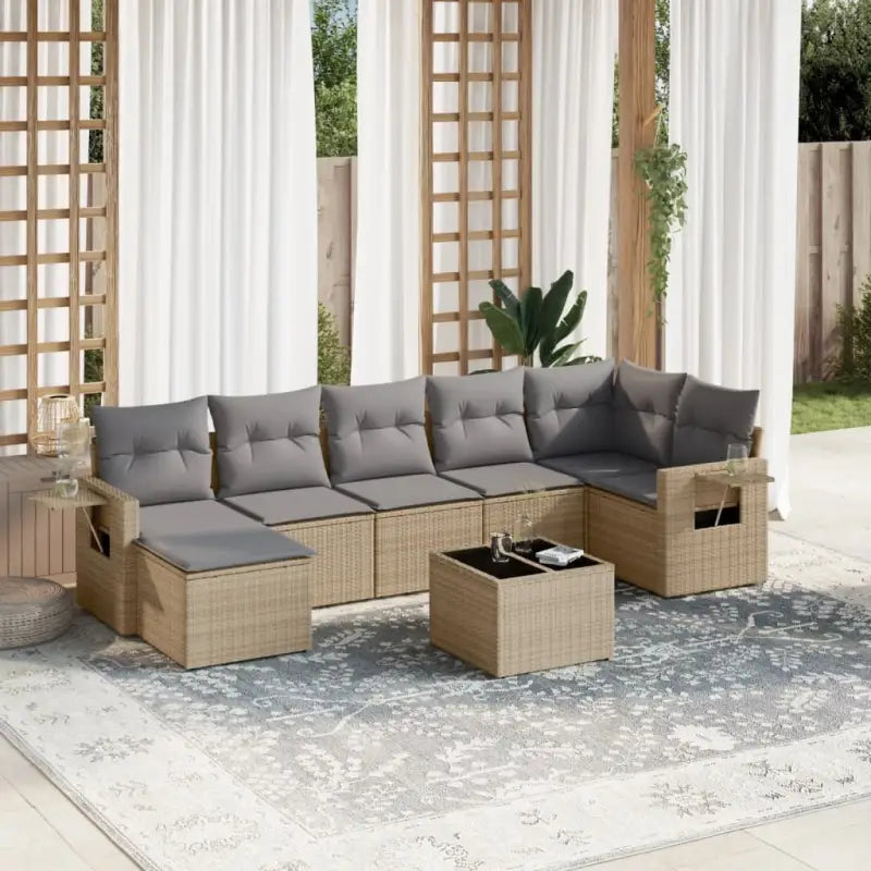 Zwart materiaal tuinset met gepoedercoat staal en perfecte afmetingen - Beige en grijs / Zonder tafel - Tuinsets