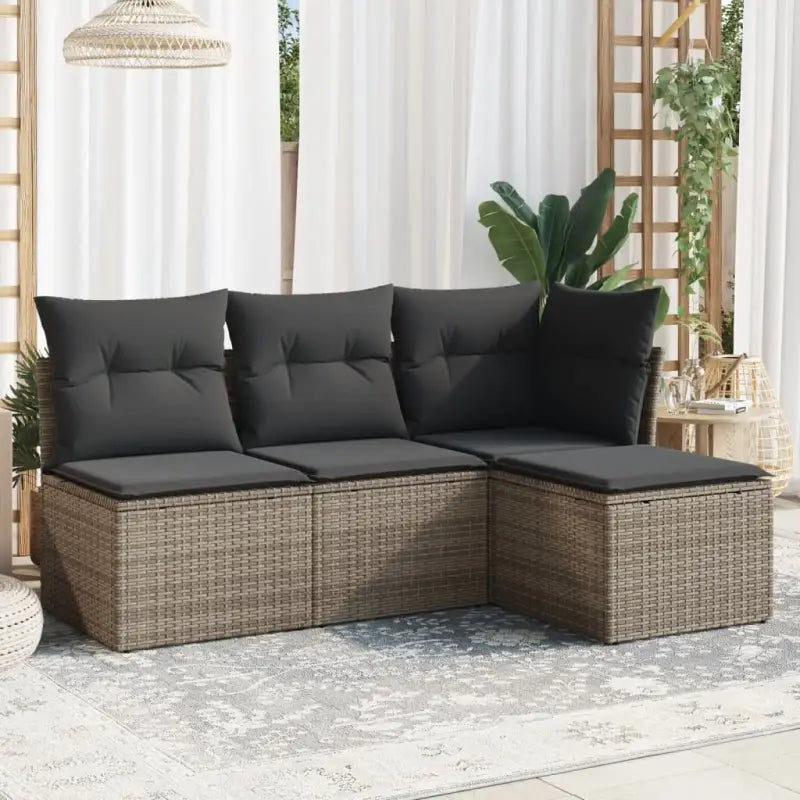 Zwart materiaal tuinset met gepoedercoat staal voor buiten ontspanning - Grijs / Zonder tafel - Tuinsets