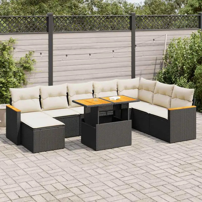 Zwart materiaal tuinset met gepoedercoat staal voor buitencomfort - Zwart en crème / met opbergruimte - Tuinsets