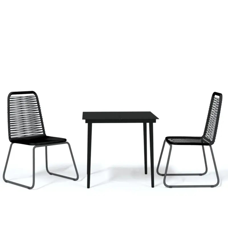 Zwart materiaal tuinset met gepoedercoat staal voor buitengebruik - 80 cm tafellengte - Tuinsets
