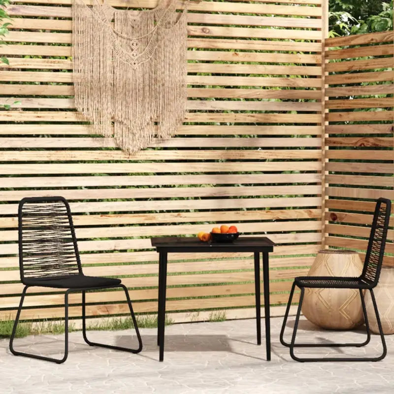 Zwart materiaal tuinset met gepoedercoat staal voor buitengebruik - 80 cm tafellengte - Tuinsets