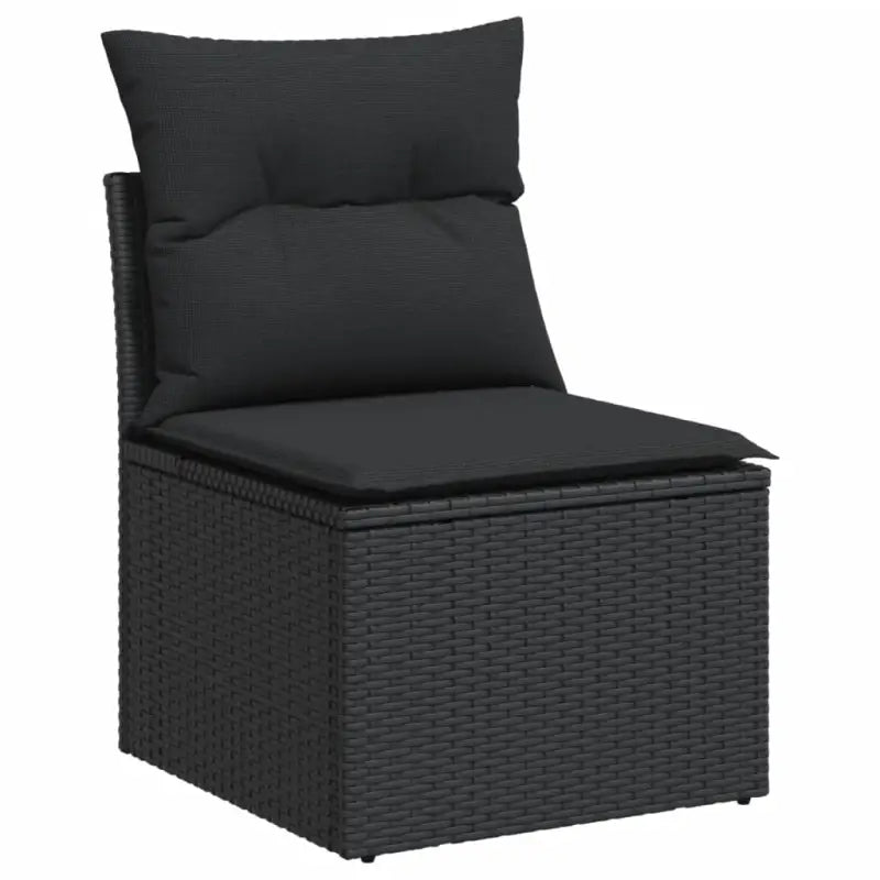 Zwart materiaal tuinset met poly rattan en gepoedercoat staal afmetingen - Tuinsets