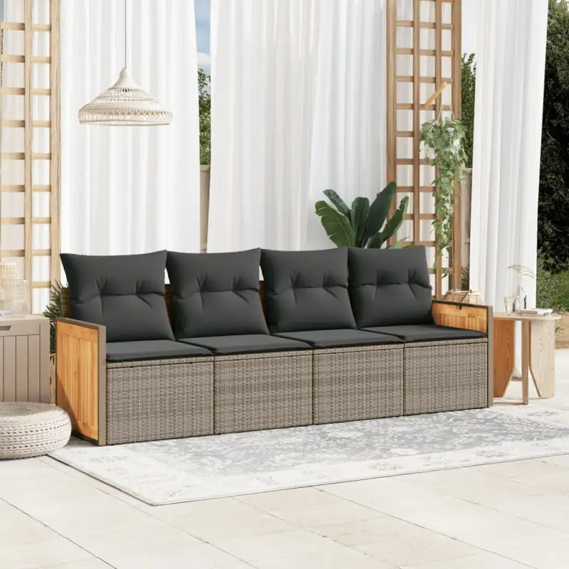 Zwart materiaal tuinset met poly rattan en gepoedercoat staal afmetingen - Grijs / Zonder tafel - Tuinsets