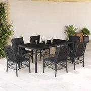 Zwart materiaal tuinset met poly rattan gemakkelijk schoon en duurzaam - Tuinsets
