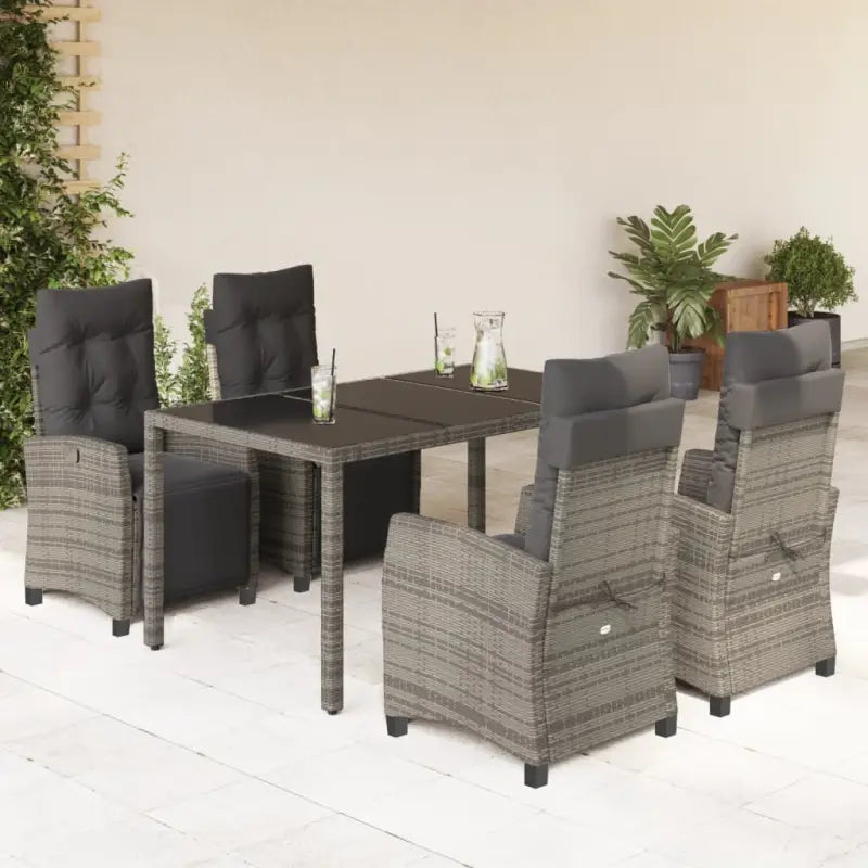 Zwart materiaal tuinset met poly rattan voor gemakkelijk schoon en duurzaam gebruik - Grijs / 150 cm tafellengte
