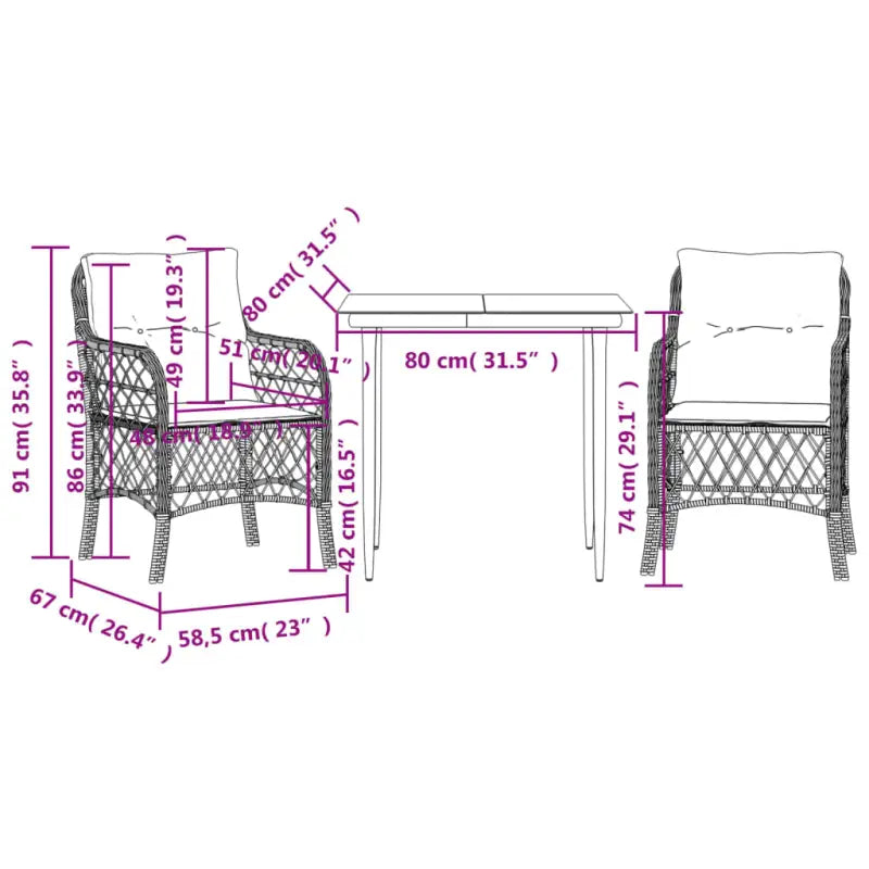 Zwart materiaal tuinset met poly rattan voor gemakkelijk schoon en duurzaam genot - Tuinsets