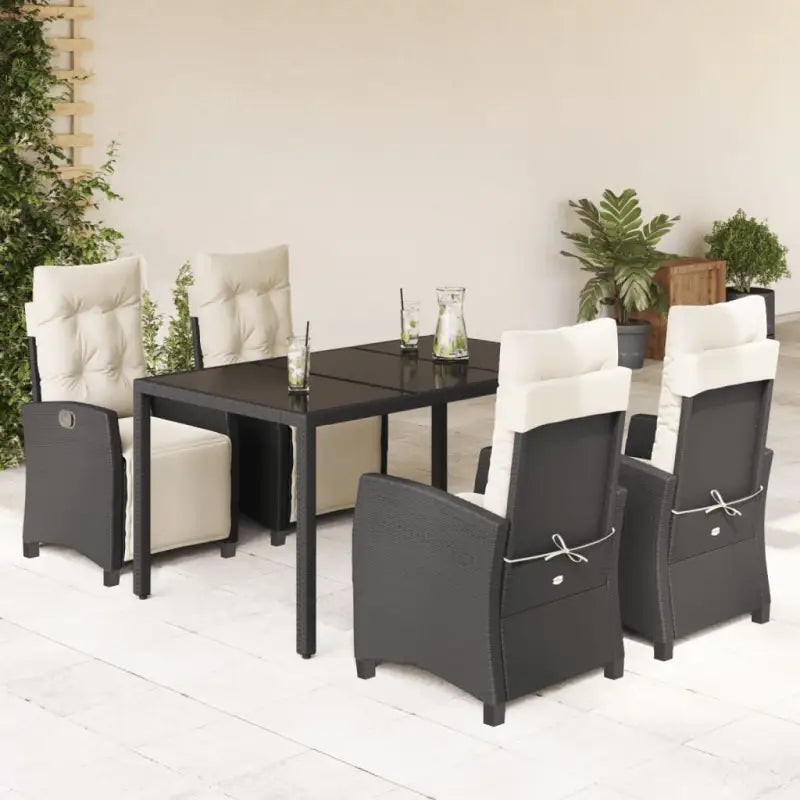 Zwart materiaal tuinset met poly rattan voor gemakkelijk schoon en duurzaam gebruik - Zwart en crème / 150 cm