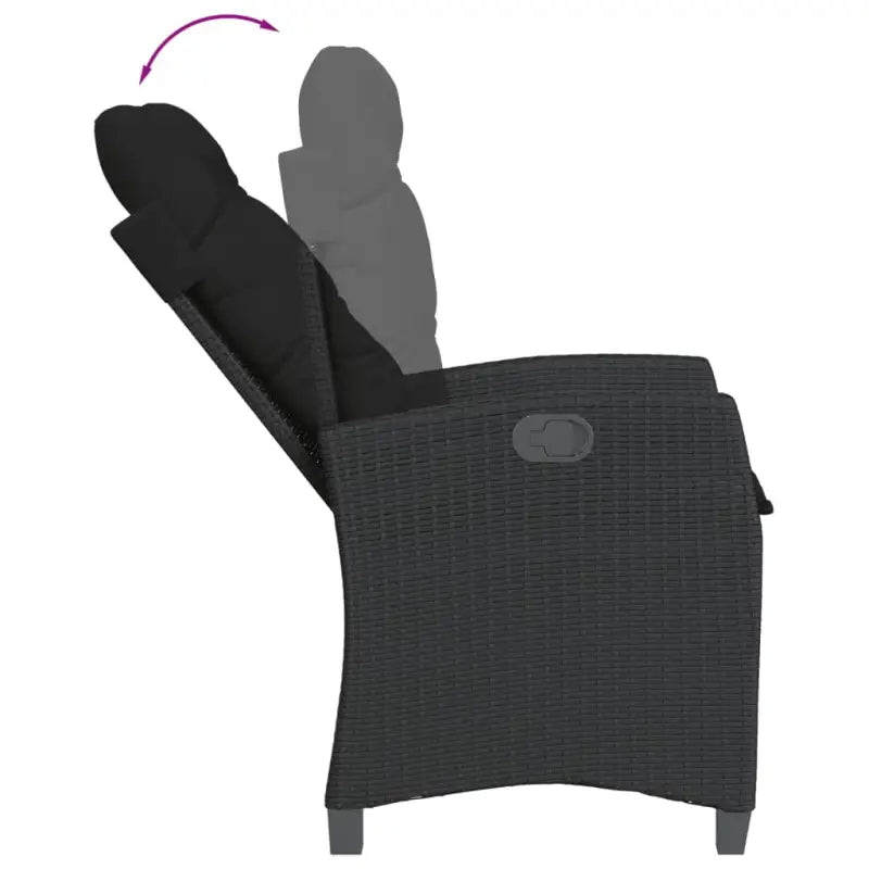 Zwart materiaal tuinset met poly rattan voor gemakkelijk schoon en duurzaam gebruik - Tuinsets