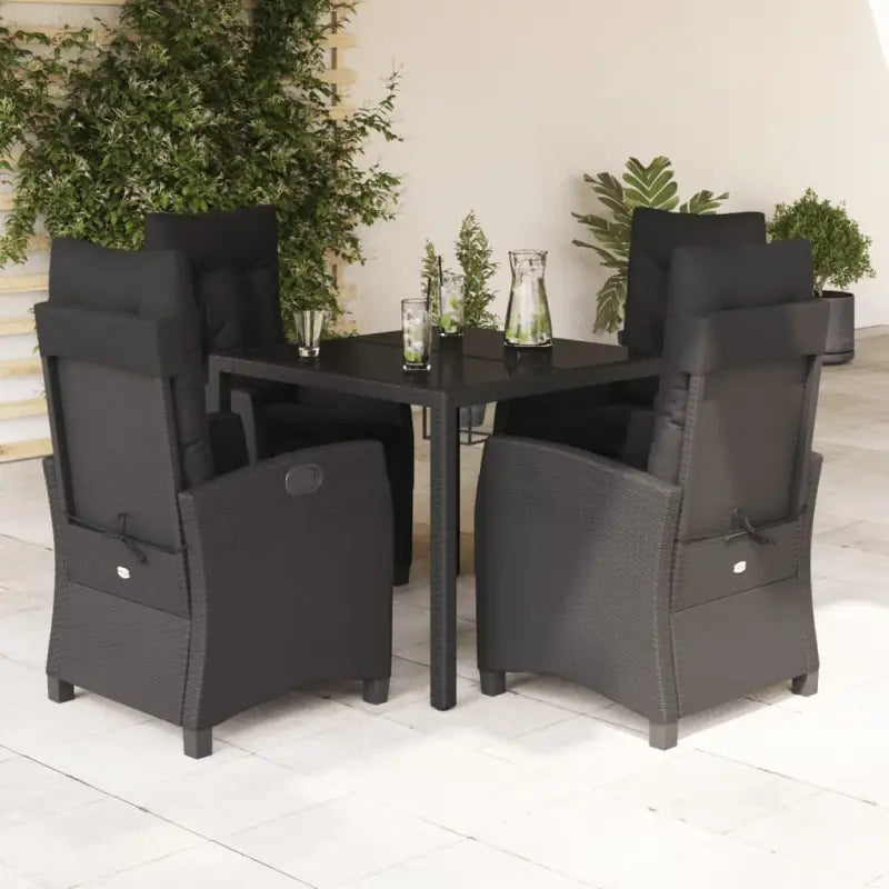 Zwart materiaal tuinset met poly rattan voor gemakkelijk schoon en duurzaam gebruik - 90 cm tafellengte / Zonder