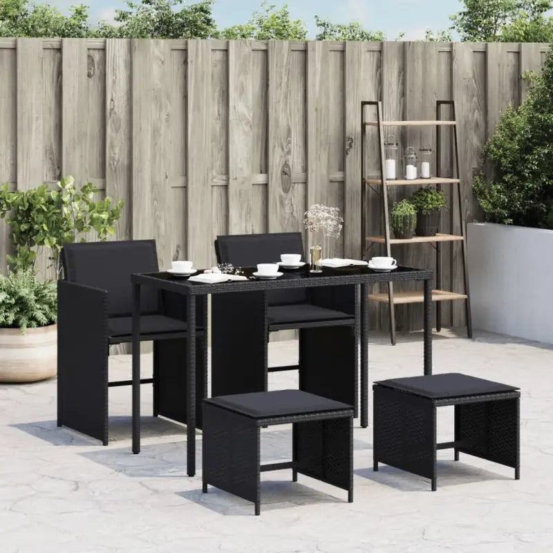 Zwart materiaal tuinset met wasbare hoes en gepoedercoat staal - Zwart / Glas - Tuinsets
