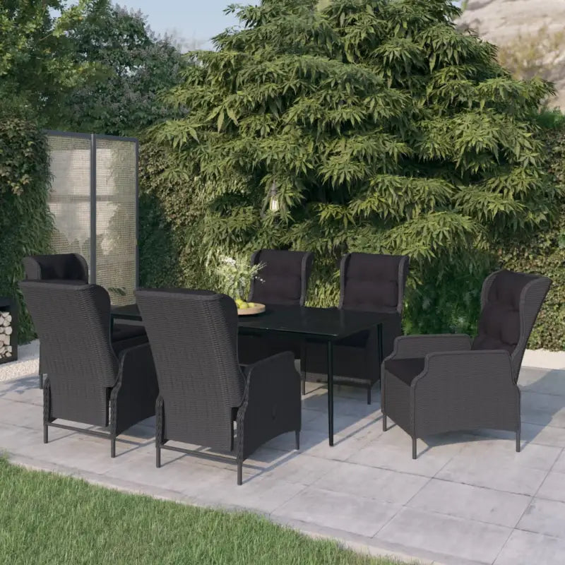 Zwart materiaal tuinset van gepoedercoat staal met comfortabele afmetingen - Tuinsets