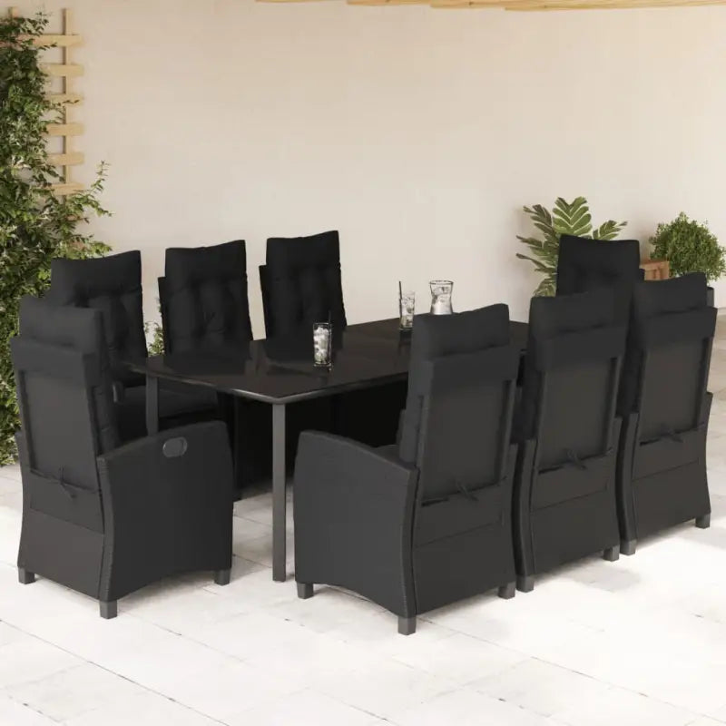 Zwart materiaal tuinset van poly rattan gemakkelijk schoon en duurzaam - 200 cm tafellengte / Met voetensteun - Tuinsets