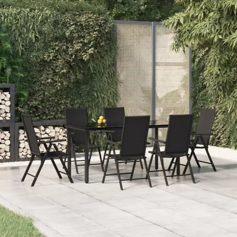 Zwart materiaal tuinset voor een stijlvolle buitenruimte - 160 cm tafellengte - Tuinsets