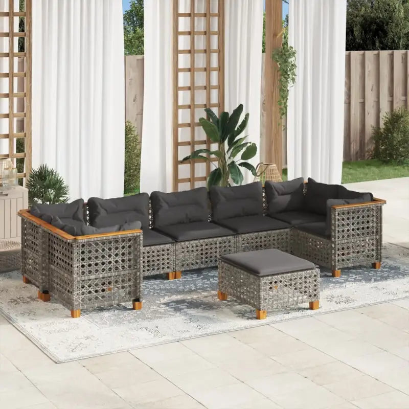 Zwart materiaal tuinsets met natuurlijke olieafwerking en afmetingen - Grijs / Lijngeweven - Tuinsets
