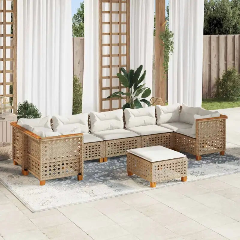 Zwart materiaal tuinsets met natuurlijke olieafwerking en afmetingen - Beige / Lijngeweven - Tuinsets